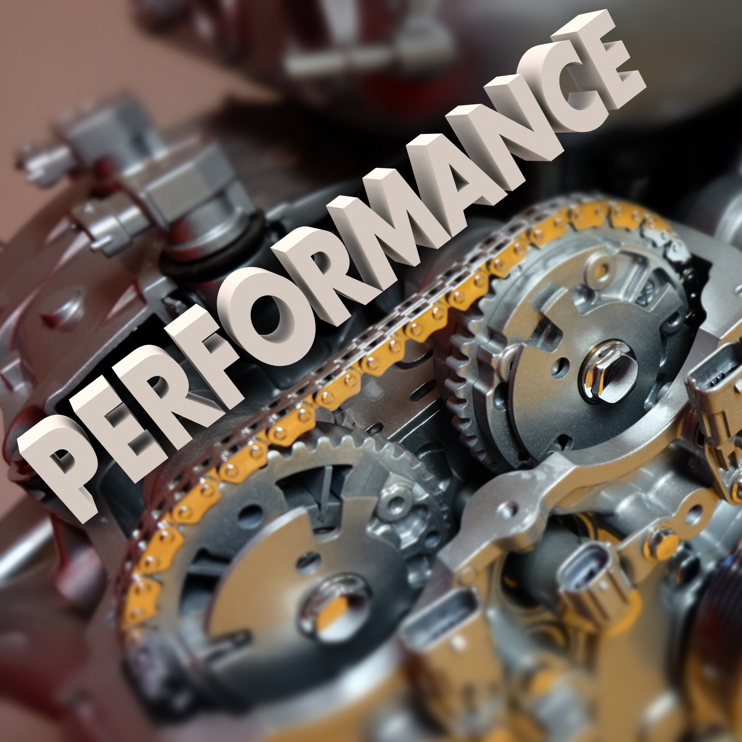 Performance word in 3d letters on a car or automotive engine or motor with great speed, driving or_1-1